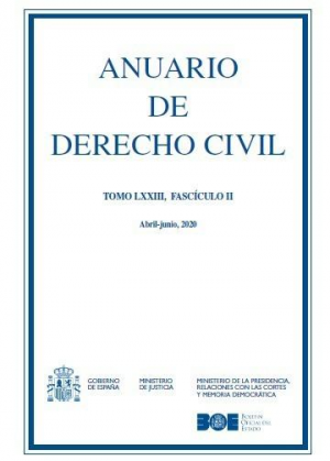Cubierta de ANUARIO DE DERECHO CIVIL 2020. TOMO LXXIII, FASCÍCULO II (ABRIL-JUNIO)