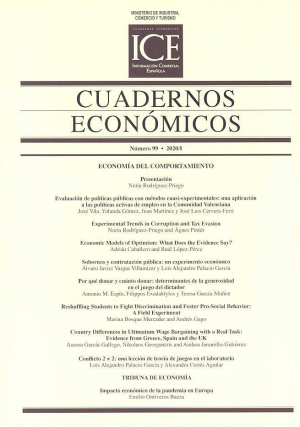 Cubierta de CUADERNOS ECONÓMICOS DE ICE NÚMERO 99.2020/I