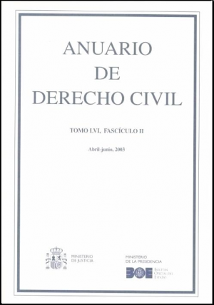 Cubierta de ANUARIO DE DERECHO CIVIL 2003