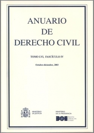 Cubierta de ANUARIO DE DERECHO CIVIL 2003
