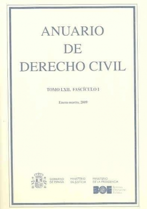 Cubierta de ANUARIO DE DERECHO CIVIL 2009