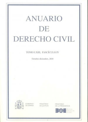 Cubierta de ANUARIO DE DERECHO CIVIL 2010