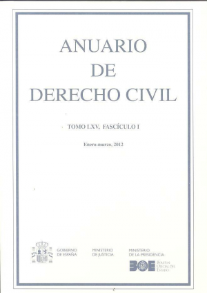 Cubierta de ANUARIO DE DERECHO CIVIL 2012