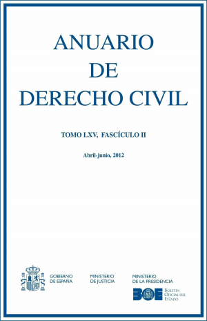 Cubierta de ANUARIO DE DERECHO CIVIL 2012