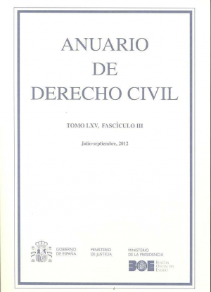 Cubierta de ANUARIO DE DERECHO CIVIL 2012