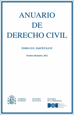 Cubierta de ANUARIO DE DERECHO CIVIL 2012