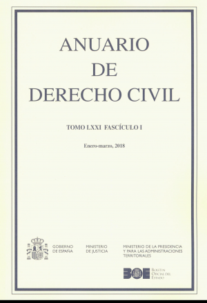 Cubierta de ANUARIO DE DERECHO CIVIL 2018