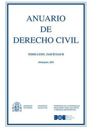 Cubierta de ANUARIO DE DERECHO CIVIL 2021. TOMO LXXIV, FASCÍCULO II (ABRIL-JUNIO)