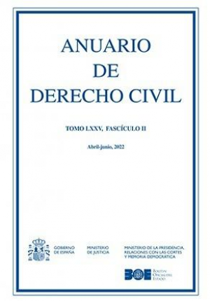 Cubierta de ANUARIO DE DERECHO CIVIL 2022. TOMO LXXV, FASCÍCULO II (ABRIL-JUNIO)