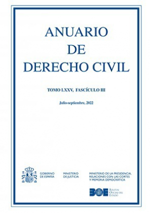 Cubierta de ANUARIO DE DERECHO CIVIL 2022. TOMO LXXV FASC. III (JULIO-SEPTIEMBRE)