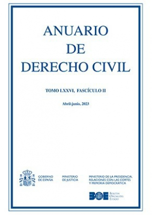 Cubierta de ANUARIO DE DERECHO CIVIL 2023, TOMO LXXVI, FASCÍCULO II (ABRIL-JUNIO)