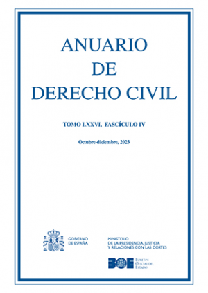 Cubierta de ANUARIO DE DERECHO CIVIL 2023, TOMO LXXVI, FASCÍCULO IV (OCTUBRE-DICIEMBRE)