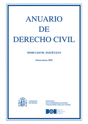 Cubierta de ANUARIO DE DERECHO CIVIL 2024, TOMO LXXVII, FASCÍCULO I (ENERO-MARZO)