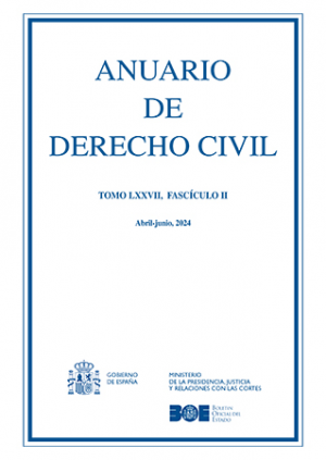 Cubierta de ANUARIO DE DERECHO CIVIL 2024, TOMO LXXVII, FASCÍCULO II (ABRIL-JUNIO)