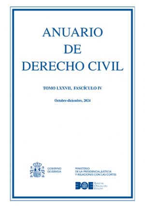 Cubierta de ANUARIO DE DERECHO CIVIL 2024, TOMO LXXVII, FASCÍCULO IV (OCTUBRE-DICIEMBRE)