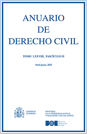 Cubierta de ANUARIO DE DERECHO CIVIL 2025, TOMO LXXVIII, FASCÍCULO II (ABRIL-JUNIO)