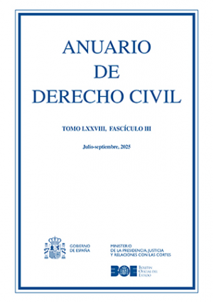 Cubierta de ANUARIO DE DERECHO CIVIL 2025, TOMO LXXVIII, FASCÍCULO III (JULIO-SEPTIEMBRE)
