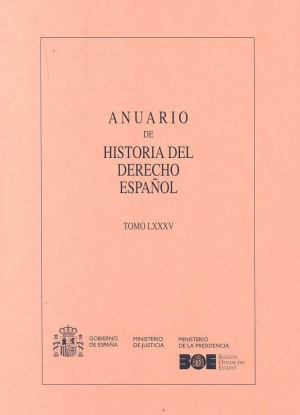 Cubierta de ANUARIO DE HISTORIA DEL DERECHO ESPAÑOL 2015