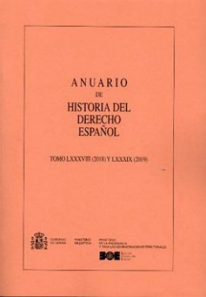 Cubierta de ANUARIO DE HISTORIA DEL DERECHO ESPAÑOL 2018-2019