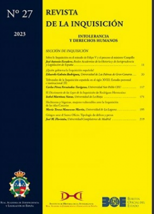 Cubierta de REVISTA DE LA INQUISICIÓN INTOLERANCIA Y DERECHOS HUMANOS NÚMERO 27, 2023