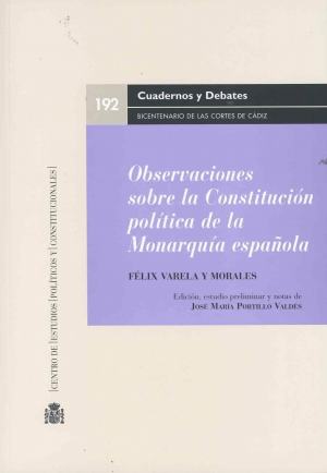 Cubierta de OBSERVACIONES SOBRE LA CONSTITUCIÓN POLÍTICA DE LA MONARQUIA ESPAÑOLA