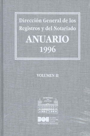Cubierta de ANUARIO 1996 DIRECCIÓN GENERAL DE LOS REGISTROS Y DEL NOTARIADO