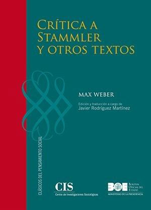 Cubierta de CRÍTICA A STAMMLER Y OTROS TEXTOS