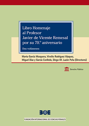 Cubierta de LIBRO HOMENAJE AL PROFESOR JAVIER DE VICENTE REMESAL POR SU 70.º ANIVERSARIO